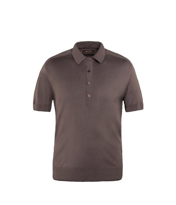 Maglia stile polo mezzamanica raglan in seta Mulberry