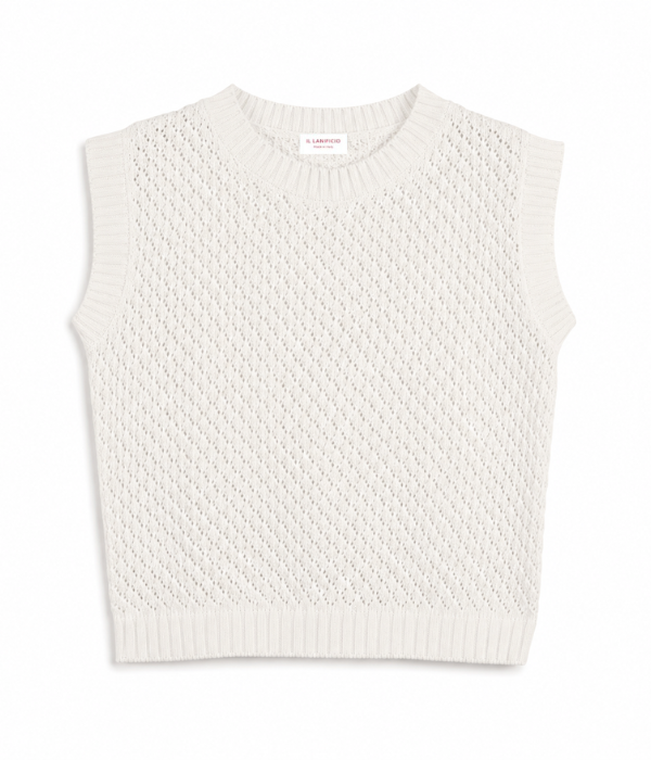 Perforated Oversized Vest with Boat Neckline  WOMAN