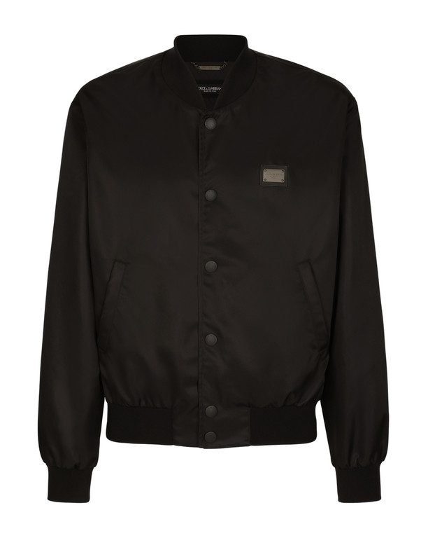 Nylon jacket with branded tag