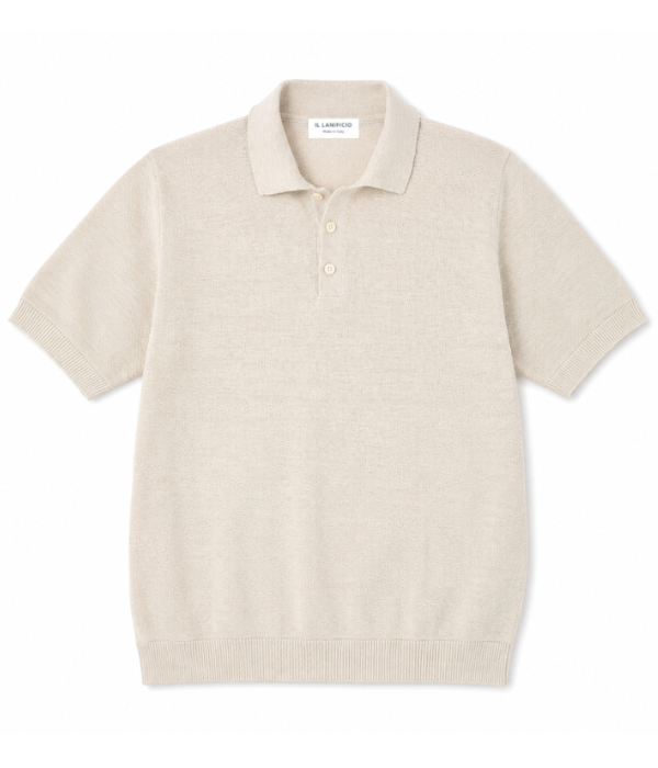 Cotton crepe knit polo shirt  MAN