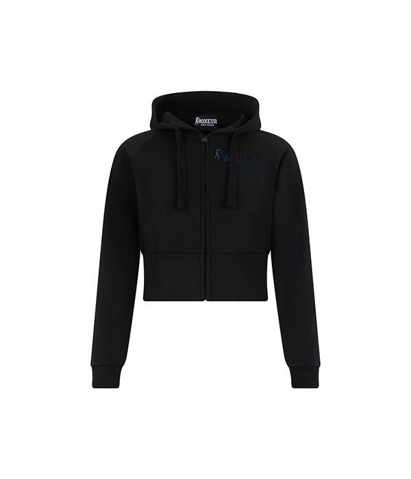 Felpa corta con zip donna