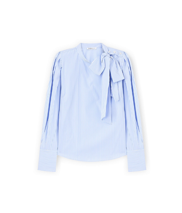 Blusa in popeline di cotone con fiocco