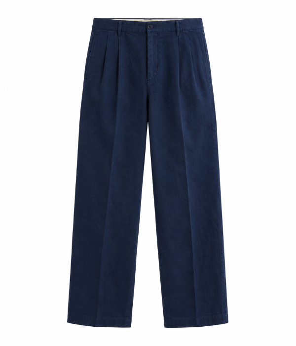 Pantalone Wide Fit in Misto Lino con Pinces