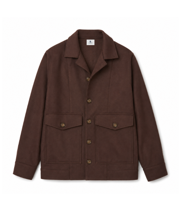 Wool Blend Overshirt Jacket with Pockets