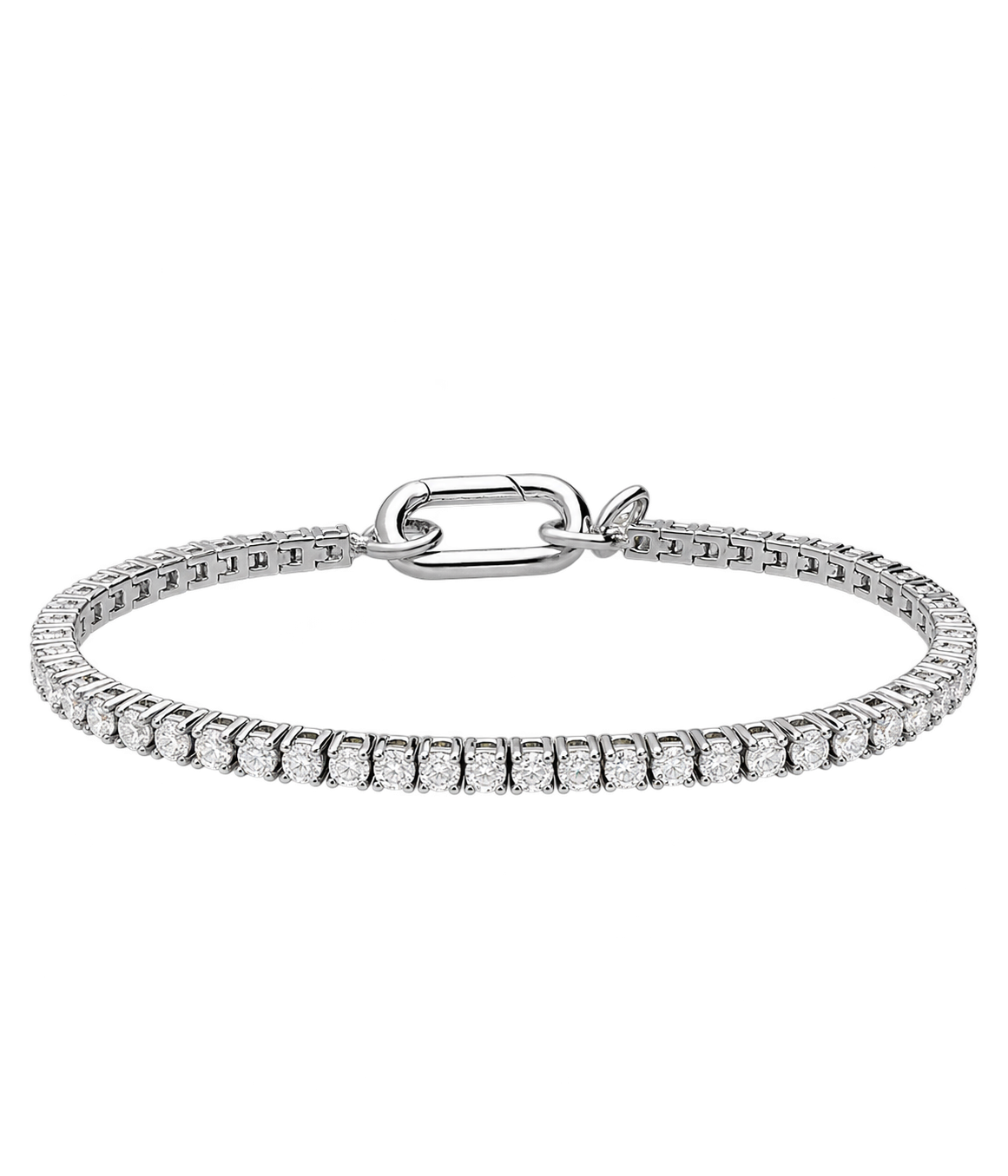 BRACCIALE TENNIS IN ARGENTO RODIATO 925 CON ZIRCONI BIANCHI 2,5MM MISURA 19,5CM CON CHIUSURA SPECIAL 8X16MM E TAG 9X7MM ALBERO DELLA VITA ALFIERI & ST. JOHN