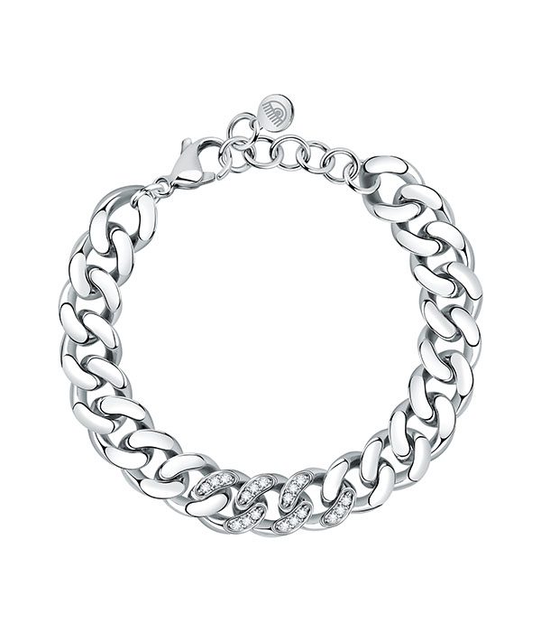 BOSSY CHAIN NECK SIV PAVE WH CZ 170+25MM
