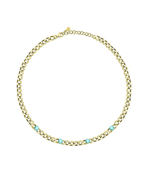 POETICA NECK YG + BLUE CRYSTALS 40+5CM